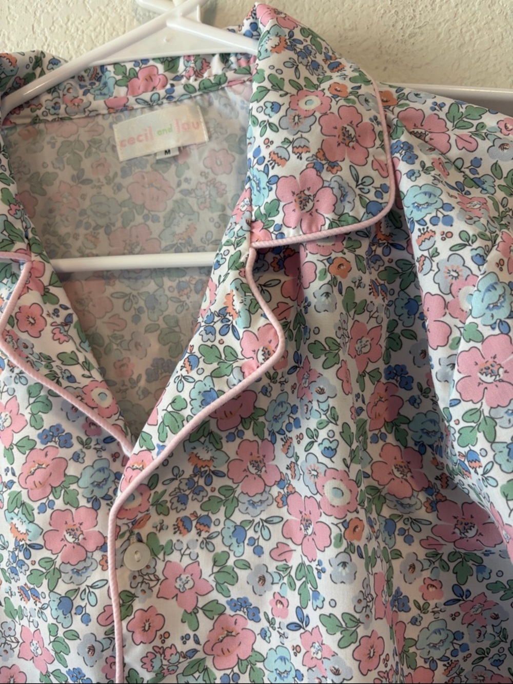 Women's Floral Cotton Pajama Set - Pink & Green - Picture 3 of 8